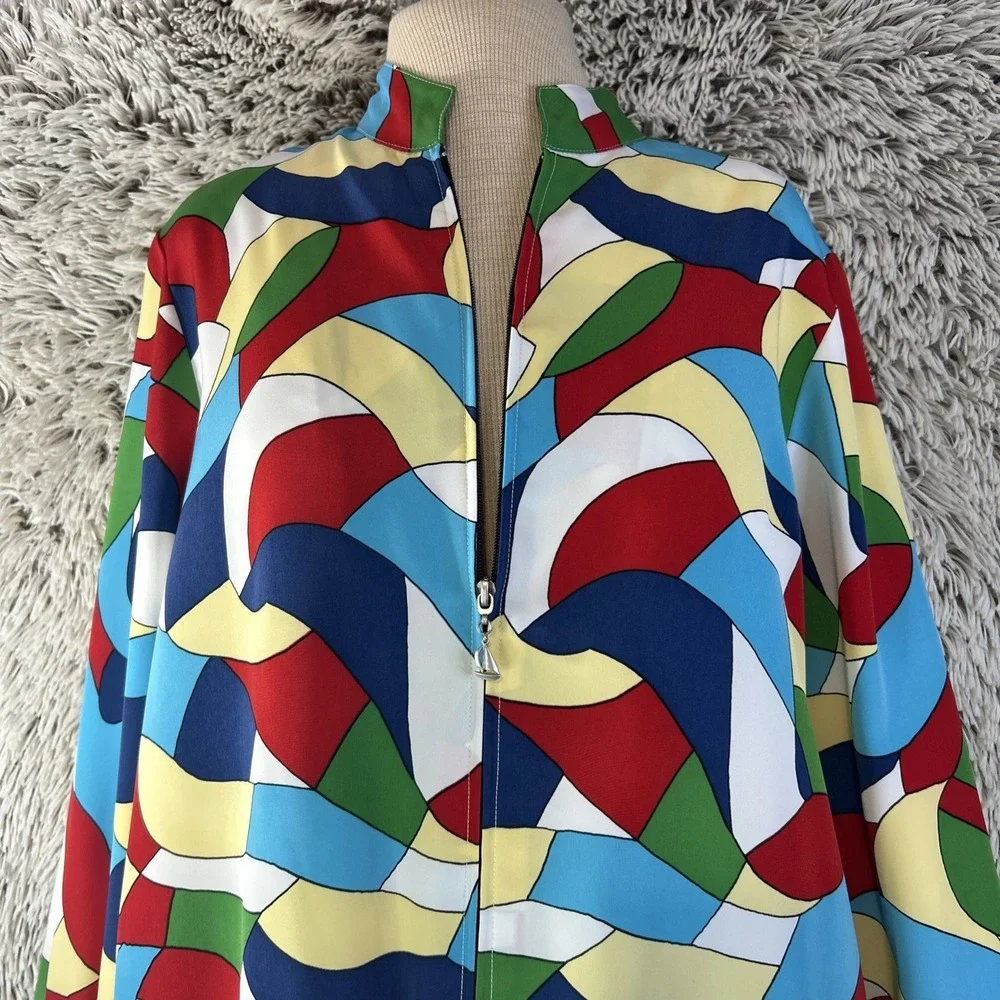 Colorful 90's Bold‎ Zip Up Lightweight Jacket Bomber Hip Hop Medium